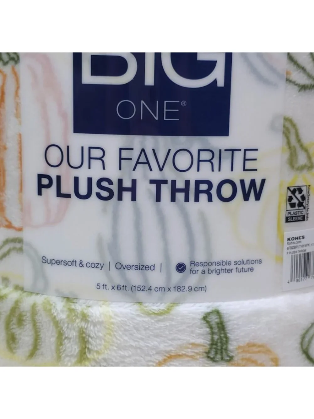 The Big One Oversized Pumpkin Fall Plush Throw Blanket 5'x 6' Supersoft & Cozy